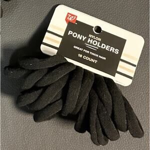 Walgreens Hair Ties Ponytail Holders Black 18 Elastics Each Pack - LOT OF 2
